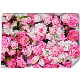 Fototapeta samoprzylepna Bukiet różowo białych róż