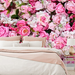 Fototapeta samoprzylepna Bukiet różowo białych róż