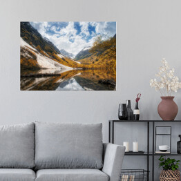 Plakat Złota jesień nad jeziorem w górach