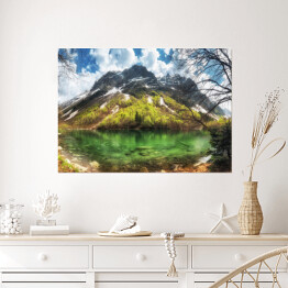 Plakat samoprzylepny Górskie zielone jezioro