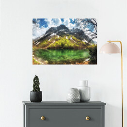Plakat samoprzylepny Górskie zielone jezioro