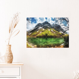 Plakat Górskie zielone jezioro