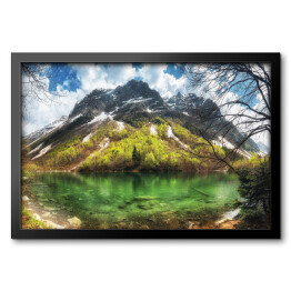 Obraz w ramie Górskie zielone jezioro