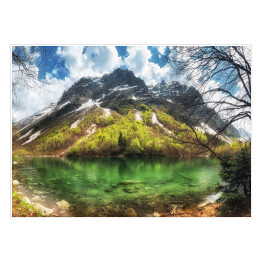 Plakat Górskie zielone jezioro