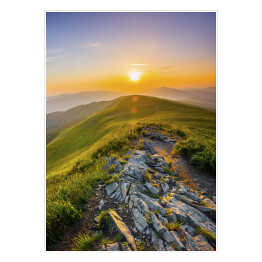 Plakat samoprzylepny Zachód słońca w górach