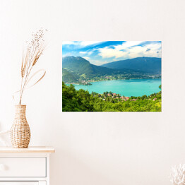 Plakat samoprzylepny Widok na jezioro Annecy, Francja