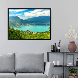 Obraz w ramie Widok na jezioro Annecy, Francja