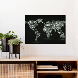 Plakat samoprzylepny Mapa świata ze świecących cząstek