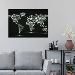 Plakat Mapa świata ze świecących cząstek