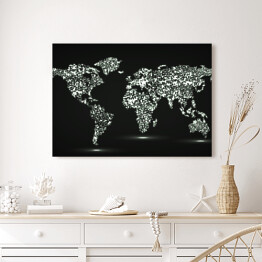 Obraz na płótnie Mapa świata ze świecących cząstek