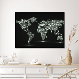 Plakat w ramie Mapa świata ze świecących cząstek