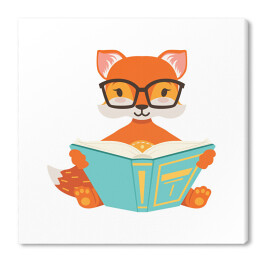 Obraz na płótnie Śliczny pomarańczowy lis czytający książkę