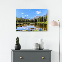 Obraz na płótnie Góra i drzewa z lustrzanym odbiciem w jeziorze, Park Narodowy, Kolorado