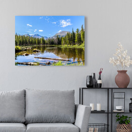 Obraz na płótnie Góra i drzewa z lustrzanym odbiciem w jeziorze, Park Narodowy, Kolorado