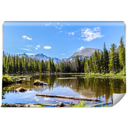 Fototapeta Góra i drzewa z lustrzanym odbiciem w jeziorze, Park Narodowy, Kolorado
