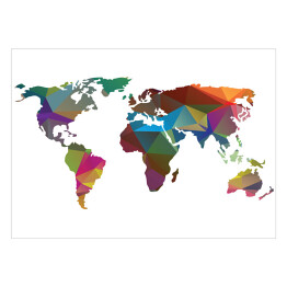 Mapa świata z jaskrawych wielokątów na białym tle