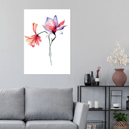 Plakat Piękne kwiaty maku i magnolii