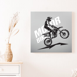 Obraz na płótnie Zarys motocyklisty jadącego na jednym kole