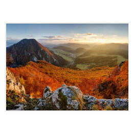 Plakat Górski krajobraz jesienny z kolorowym lasem