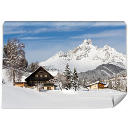 Fototapeta Alpejskie drewniane domy w austriackich Alpach