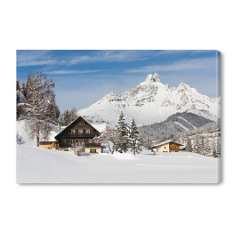 Obraz na płótnie Alpejskie drewniane domy w austriackich Alpach