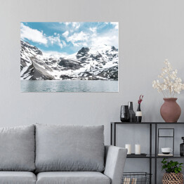 Plakat samoprzylepny Jezioro Joffre, Pemberton z ośnieżonymi górami w tle