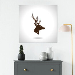 Plakat samoprzylepny Ilustracja czarno biała - głowa jelenia