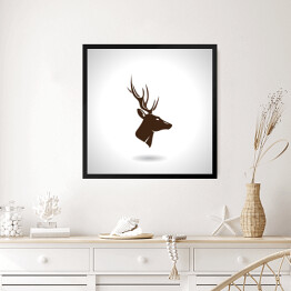 Obraz w ramie Ilustracja czarno biała - głowa jelenia