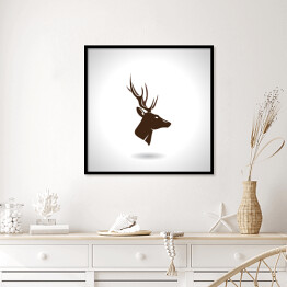 Plakat w ramie Ilustracja czarno biała - głowa jelenia