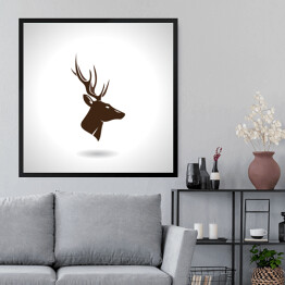 Obraz w ramie Ilustracja czarno biała - głowa jelenia