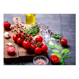 Plakat Oliwa z oliwek, pomidory i przyprawy