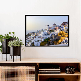Plakat w ramie Panorama greckiej wyspy Santorini latem
