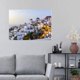 Plakat samoprzylepny Panorama greckiej wyspy Santorini latem