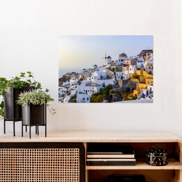 Plakat samoprzylepny Panorama greckiej wyspy Santorini latem
