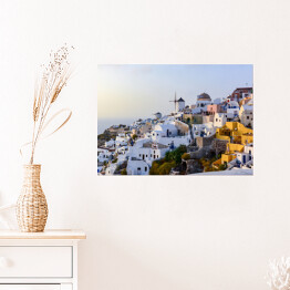 Plakat Panorama greckiej wyspy Santorini latem