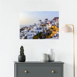Plakat Panorama greckiej wyspy Santorini latem