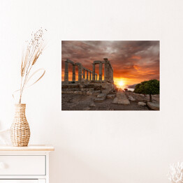 Plakat samoprzylepny Świątynia Posejdona, Ateny, Grecja