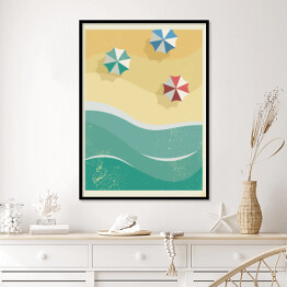 Plakat w ramie Słoneczna piaszczysta plaża - ilustracja