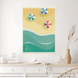 Plakat samoprzylepny Słoneczna piaszczysta plaża - ilustracja