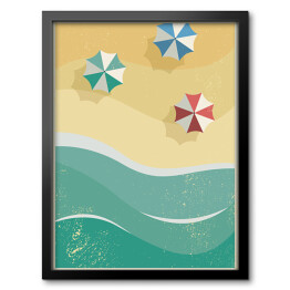 Obraz w ramie Słoneczna piaszczysta plaża - ilustracja