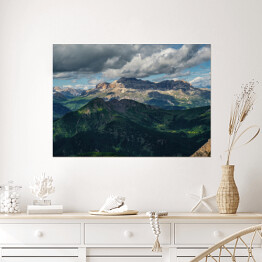 Plakat samoprzylepny Widok na Dolomity w pochmurny dzień, Włochy