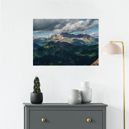 Plakat samoprzylepny Widok na Dolomity w pochmurny dzień, Włochy