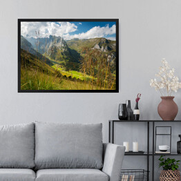 Obraz w ramie Widok na góry z roślinnością na pierwszym planie, Alpy, Szwajcaria