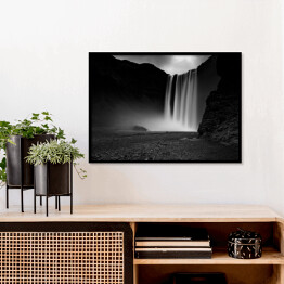 Plakat w ramie Islandzki Wodospad Skogafoss, monochrom