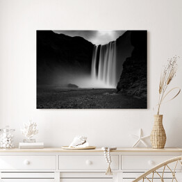 Obraz na płótnie Islandzki Wodospad Skogafoss, monochrom