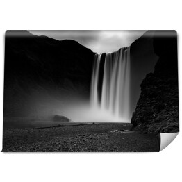 Fototapeta winylowa zmywalna Islandzki Wodospad Skogafoss, monochrom
