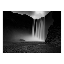 Islandzki Wodospad Skogafoss, monochrom