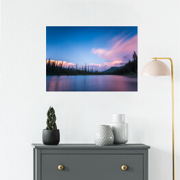 Plakat samoprzylepny Niebiesko różowy krajobraz Banff