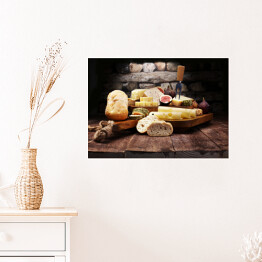 Plakat samoprzylepny Serowy talerz i figi oraz chleb