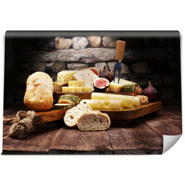 Fototapeta winylowa zmywalna Serowy talerz i figi oraz chleb